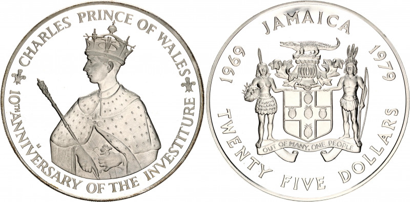 Jamaica 25 Dollar 1979
KM# 81, N# 32158; Silver (.925) 136.08 g., 63 mm., Proof...