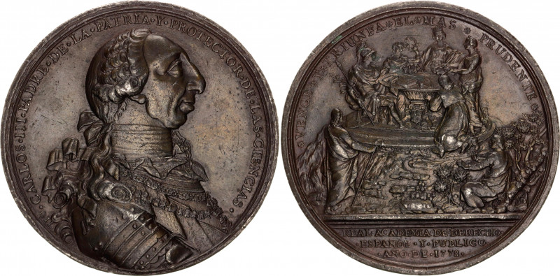 Mexico Bronze Proclamation Medal "Royal Academy of Spanish and Common Law" 1778...