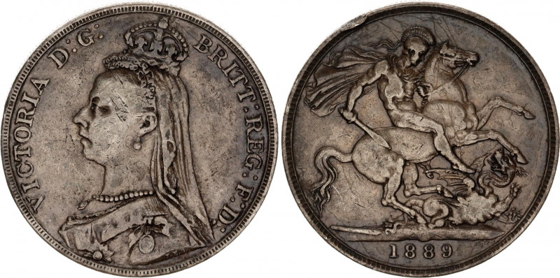 Great Britain 1 Crown 1889
KM# 765; Sp# 3921; Silver 28.09 g.; Victoria; XF- To...