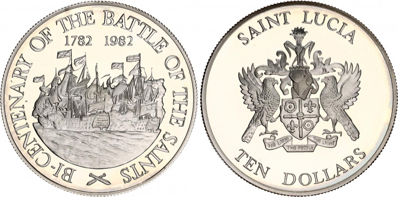 Saint Lucia 10 Dollars 1982 with Original Case
KM# 12a, Schön# 2a; N# 53837; Si...