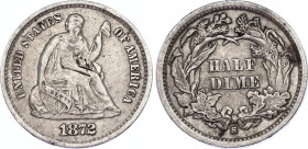 United States 5 Cents 1872 S
KM# 91; Silver; "1/2 Dime - Seated Liberty"; Mint: San Francisco; XF