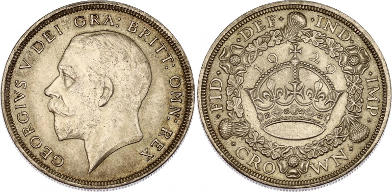 Great Britain 1 Crown 1929
KM# 836; Sp# 4036; Silver; George V; 'Wreath' Crown;...