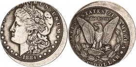 United States 1 Dollar 1884 O Offset Error / Collector's Copy
KM# 110; N# 1492; Silver 26.51 g.; "Morgan Dollar"; MInt: New Orleans; XF-AUNC Toned
