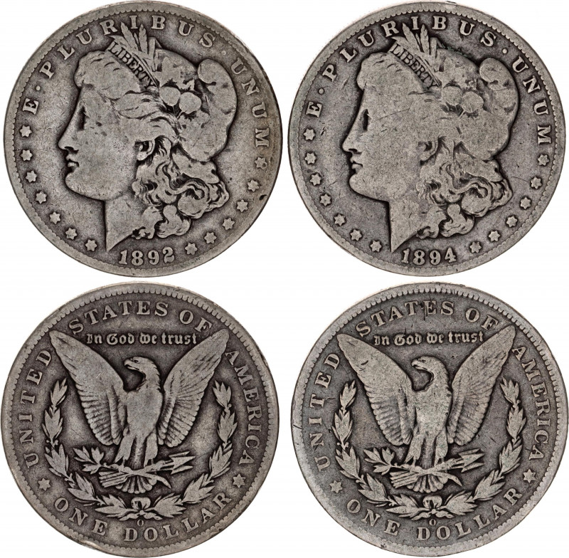 United States 2 x 1 Dollar 1892 O & 1894 O
KM# 110; Silver; "Morgan Dollar"; VF