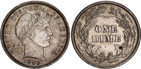 United States 1 Dime 1902
KM# 113; Silver; "Barber Dime"; XF/AUNC, mint luster remains