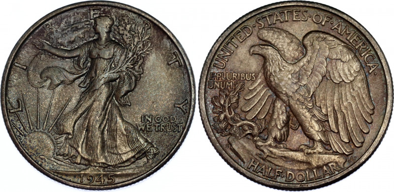 United States 1/2 Dollar 1945
KM# 142; SIlver; "Walking Liberty Half Dollar"; U...