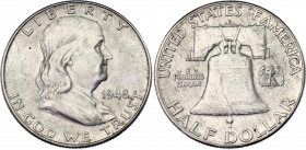 United States 1/2 Dollar 1948 D
KM# 199; Schön# 200; Silver; "Franklin Half Dollar"; Mint: Denver; UNC