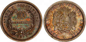 Uruguay 10 Centesimos 1877 A
KM# 14; N# 8589; Silver; AUNC with amazing toning