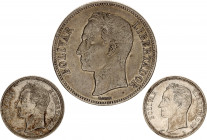 Venezuela 2 x 1 & 5 Bolívares 1936 - 1960
Y# 24.2 & 37a; Silver; XF-UNC
