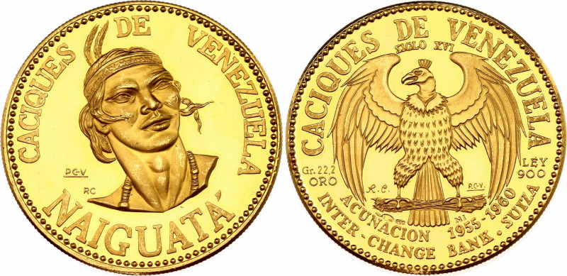 Venezuela 60 Bolivares 1961
X# MB107; Gold (.900) 22,20g.; 16th Century Chiefs,...