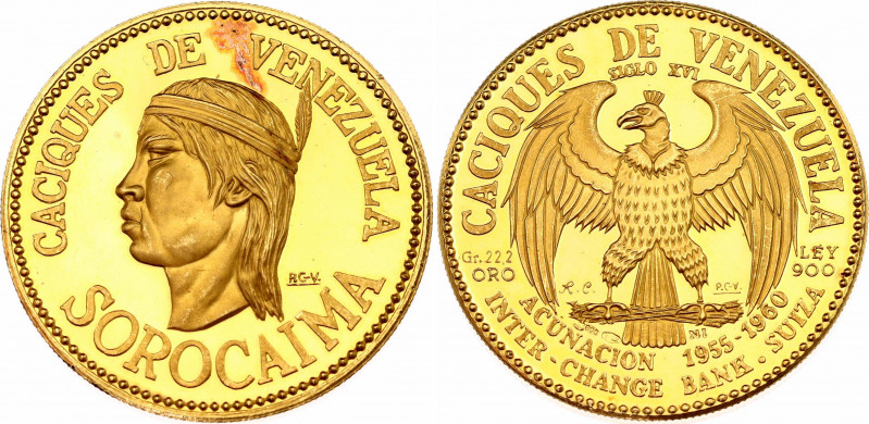 Venezuela 60 Bolivares 1961
X# MB109; Gold (.900) 22,20g.; 16th Century Chiefs,...