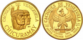 Venezuela 60 Bolivares 1961
X# MB118; Gold (.900) 22,20g.; 16th Century Chiefs, 1955-1960; Chicuramay; UNC