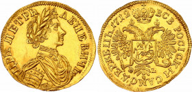 Russia 1/2 Ducat 1712 DL Restrike
Later Strike in Gold of a very rare coin.