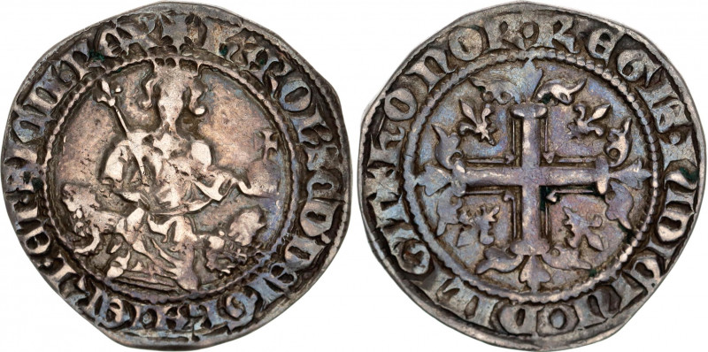 Italian States Naples AR Gigliato 1303 - 1309
MIR 24; MEC 686; Silver 3.65 g.; ...