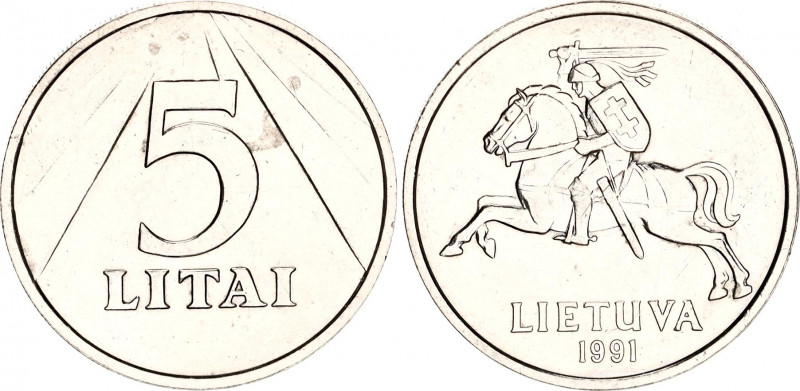 Lithuania 5 Litai 1991
KM# 93; N# 5641; AUNC with hairlines