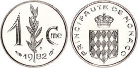 Monaco 1 Centime 1982
KM# 155; N# 6366; Stainless Steel; Rainier III; Mintage 10000; UNC