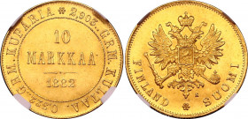 Russia - Finland 10 Markkaa 1882 S NGC MS 63
Bit# 229; Gold (0.900) 3,23g. UNC.