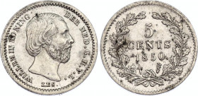 Netherlands 5 Cents 1850
KM# 91; N# 6543; Silver; William III; AUNC