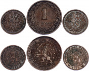 Netherlands Lot of 3 Coins 1899 - 1937
1 Cent 1899, 1/2 C 1937, 1928. Copper, XF-AU.