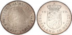 Netherlands 10 Gulden 1973
KM# 196; Silver; 25th Anniversary of the Reign of Queen Juliana; UNC