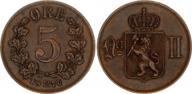 Norway 5 Ore 1876
KM# 349; Oscar II; XF