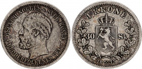 Norway 1 Krone / 30 Skilling 1875
KM# 351; Silver; Oscar II; XF-AUNC Toned