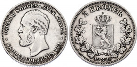 Norway 2 Kroner 1902
KM# 359; N# 15295; Silver; Oscar II; VF