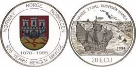 Norway 20 Ecu 1995
X# 15; Silver; (925.) 25 g., 38.6 mm., Proof; 925 Years Bergen