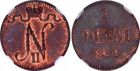 Russia - Finland 1 Penni 1898 NGC MS 62 BN
Bit# 459; Conros# 489/23; Copper; UNC
