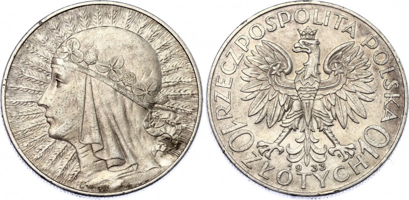 Poland 10 Zlotych 1933 MW
Y# 22; N# 11014; Silver; Queen Jadwiga; AUNC