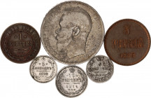 Russia Lot of 6 Coins 1823 - 1916
Silver & Copper; VF-AUNC