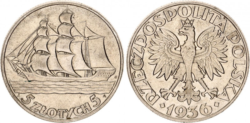 Poland 5 Złotych 1936
Y# 31; Schön# 30; Silver; 15th Anniversary of Gdynia Seap...