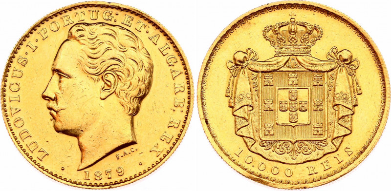 Portugal 10000 Reis 1879
KM# 520; Gomes# L1 17,01; N# 25757; Gold (.917) 17.74 ...