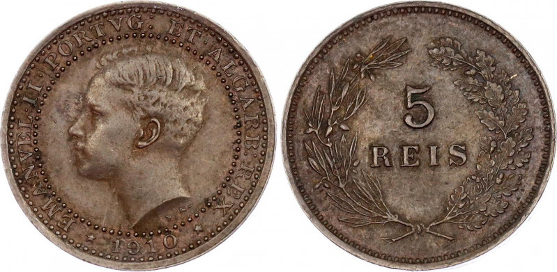 Portugal 5 Reis 1910
KM# 555; Bronze; Manuel II; AUNC