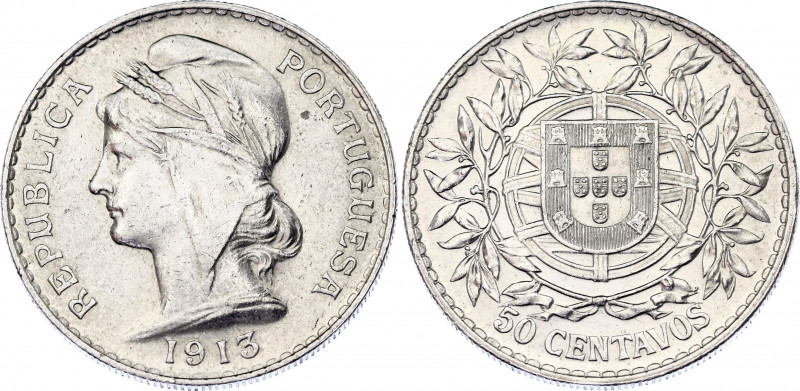 Portugal 50 Centavos 1913
KM# 561; N# 9284; Silver; AUNC-