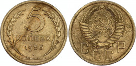 Russia - USSR 5 Kopeks 1956
Y# 115; Aluminum-Bronze 4,75g.; UNC.