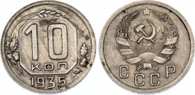 Russia - USSR 10 Kopeks 1935
Y# 102; Copper-Nickel 1,86g.; UNC.