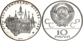 Russia - USSR 10 Roubles 1977 ММД
Y# 149, Schön# 98; Silver; 1980 Summer Olympics, Moscow; Proof
