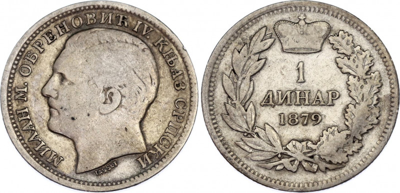 Serbia 1 Dinar 1879
KM# 10; N# 16137; Silver; Milan Obrenović IV; VF