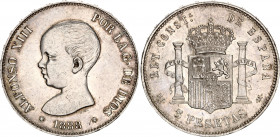 Spain 5 Pesetas 1888 (88) MPM
KM# 689; Silver; Alfonso XIII; XF