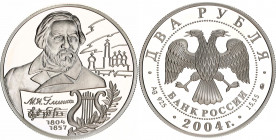 Russian Federation 2 Roubles 2004 MМД
Y# 843; N# 75071; Silver; 200th Anniversary of the Birth of M.I. Glinka; Mintage 7000; UNC Proof