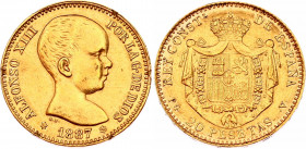 Spain 20 Pesetas 1878 (1962) PGV Restrike
KM# 693; N# 17587; Gold (.900) 6.45 g.; Alfonso XIII; Mint: Madrid; XF