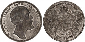 Sweden 1 Riksdaler Riksmynt 1873 ST
KM# 731; Silver; Oscar II; Krauze XF - 1000 $; AUNC, weak strike