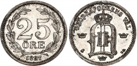 Sweden 25 Ore 1897 EB
KM# 739; Silver; Oscar II; XF/AUNC