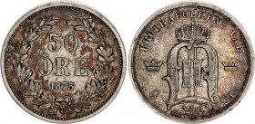 Sweden 50 Ore 1875 ST
KM# 740; Silver; Oscar II; XF Toned