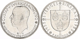 Sweden 5 Kronor 1935
KM# 806; Silver; Gustaf V; 500th Anniversary of the Riksdag; AUNC