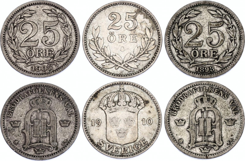 Sweden Lot of 25 Ore 1898 - 1910
N# 1505; N# 7575; Silver; VF-XF