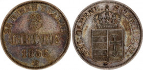 German States Oldenburg 3 Grote 1856 B
KM# 189, AKS# 27; Silver; Nicholas Frederick Peter II; XF