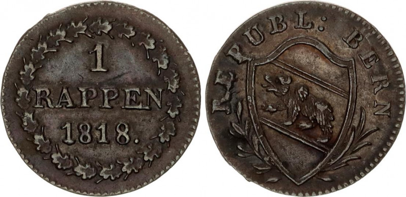 Switzerland Bern 1 Rappen 1818
KM# 175; Billon; UNC