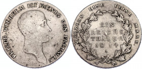 German States Prussia 1 Reichstaler 1814 A
KM# 387; Silver; Friedrich Wilhelm III; XF
